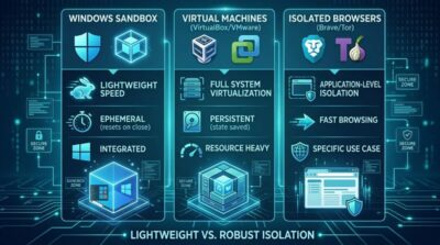Windows Sandbox: cos'è e come attivarlo per navigare e testare software in sicurezza assoluta (Guida) 3 Confronto tra Windows Sandbox macchine virtuali e browser isolati